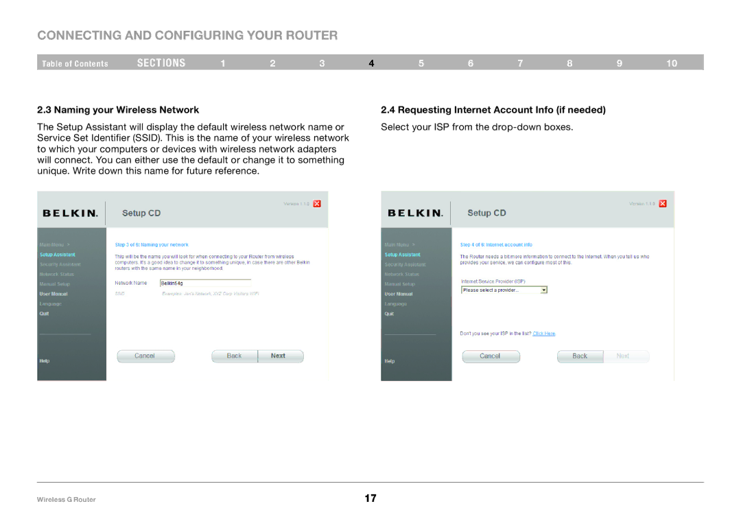 Belkin F5D7234-4 user manual Naming your Wireless Network 