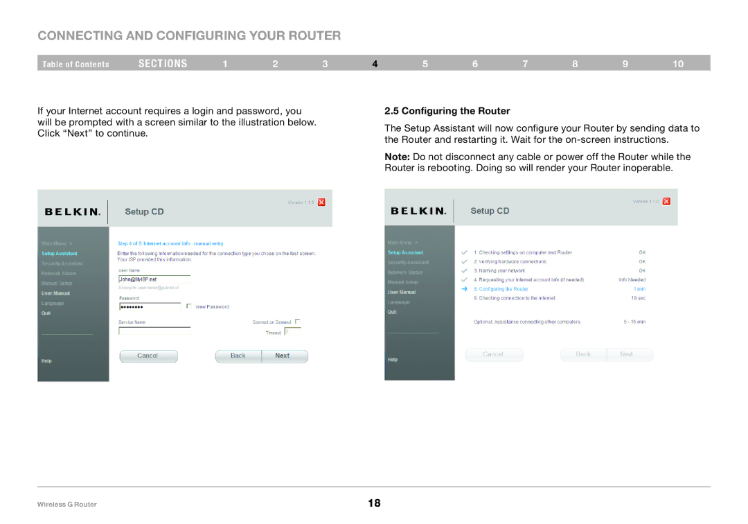 Belkin F5D7234-4 user manual Configuring the Router 