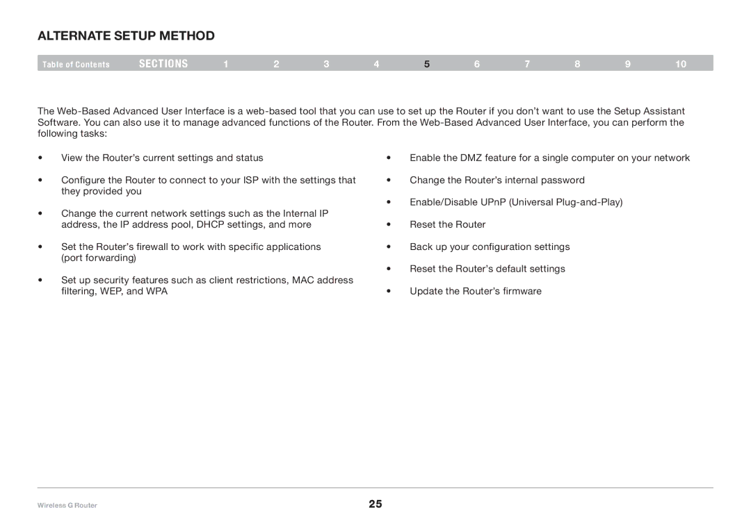 Belkin F5D7234-4 user manual Alternate Setup Method 