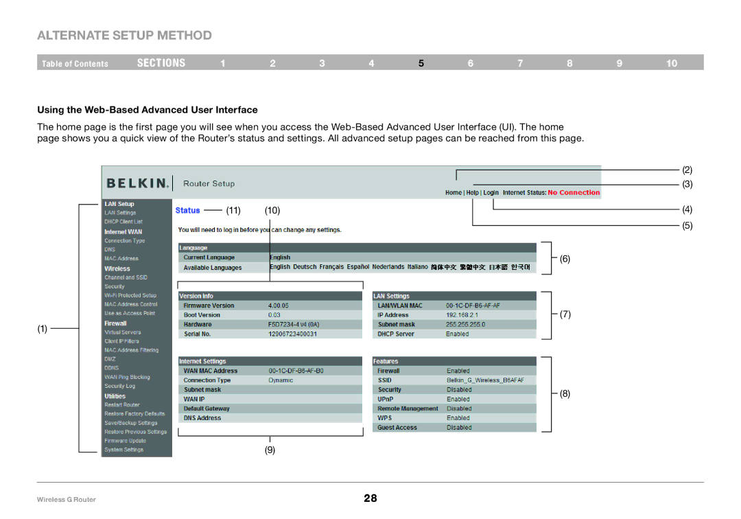 Belkin F5D7234-4 user manual Using the Web-Based Advanced User Interface 