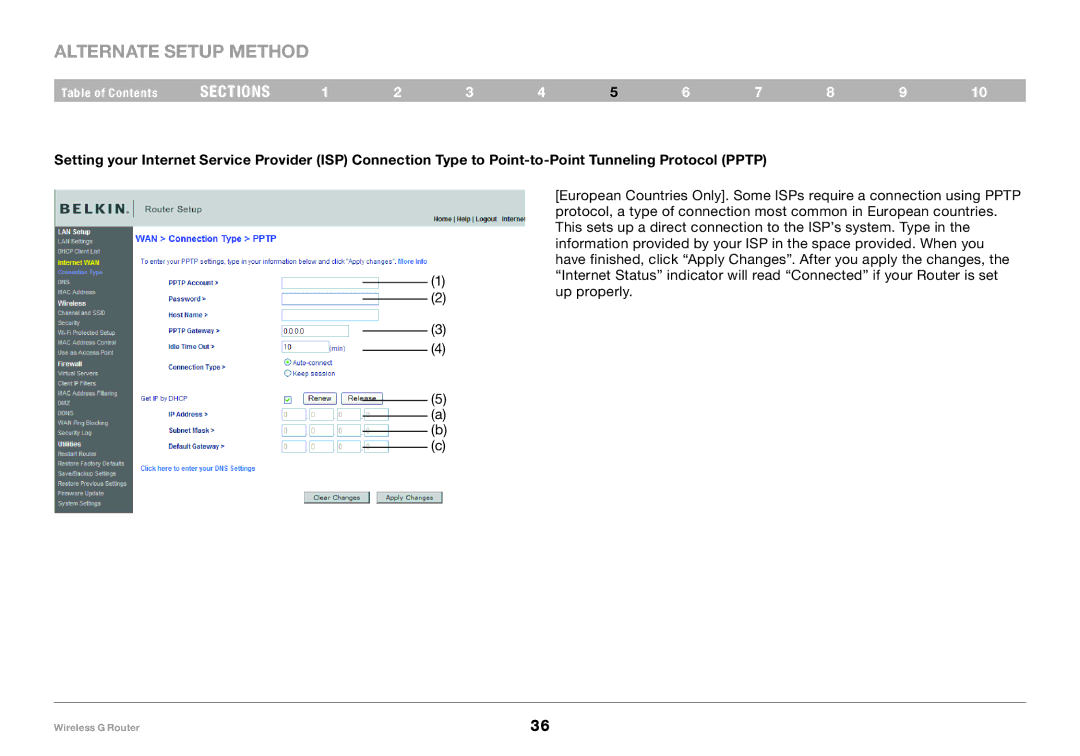 Belkin F5D7234-4 user manual Alternate Setup Method 