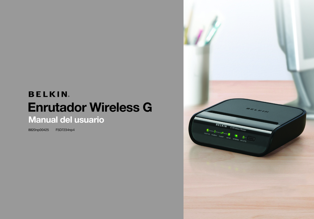 Belkin 8820NP00425, F5D7234NP4 user manual Enrutador Wireless G, Manual del usuario, 8820np00425 F5D7234np4 