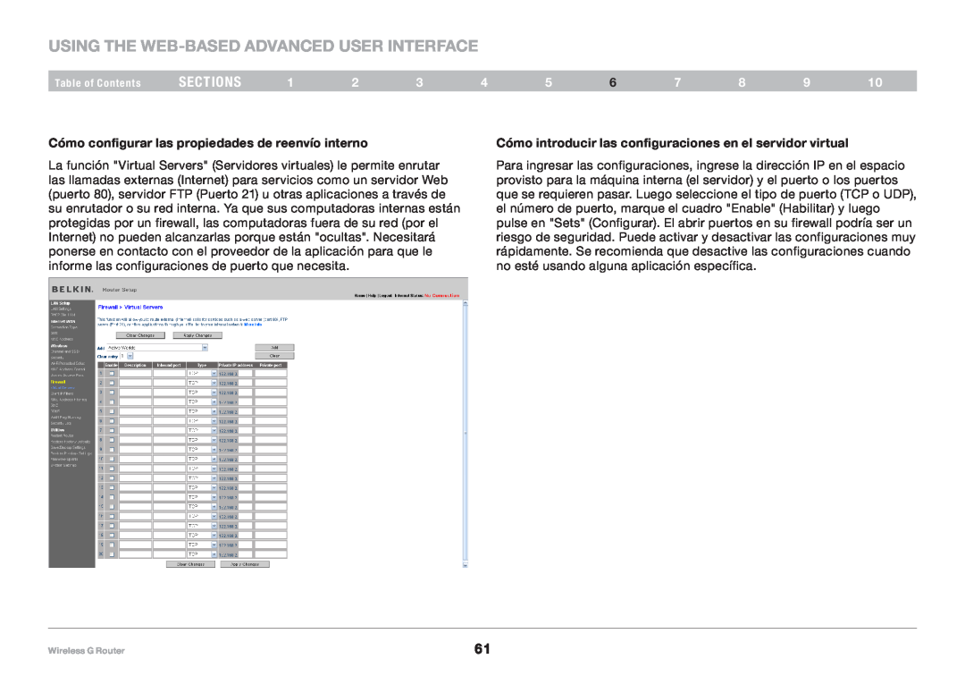 Belkin 8820NP00425, F5D7234NP4 user manual Using the Web-Based Advanced User Interface, sections 