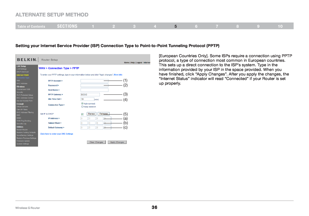 Belkin F5D7234NP4, 8820NP00425 user manual Alternate Setup Method, sections, up properly.2 