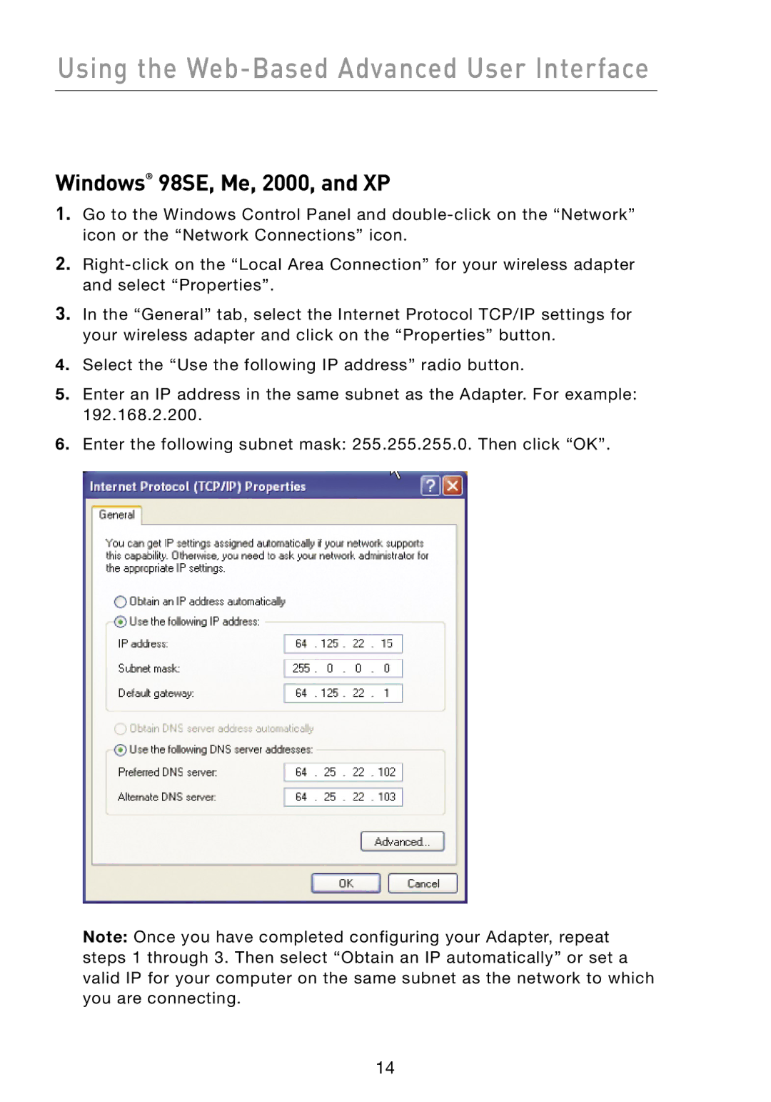 Belkin F5D7330 manual Using the Web-Based Advanced User Interface 