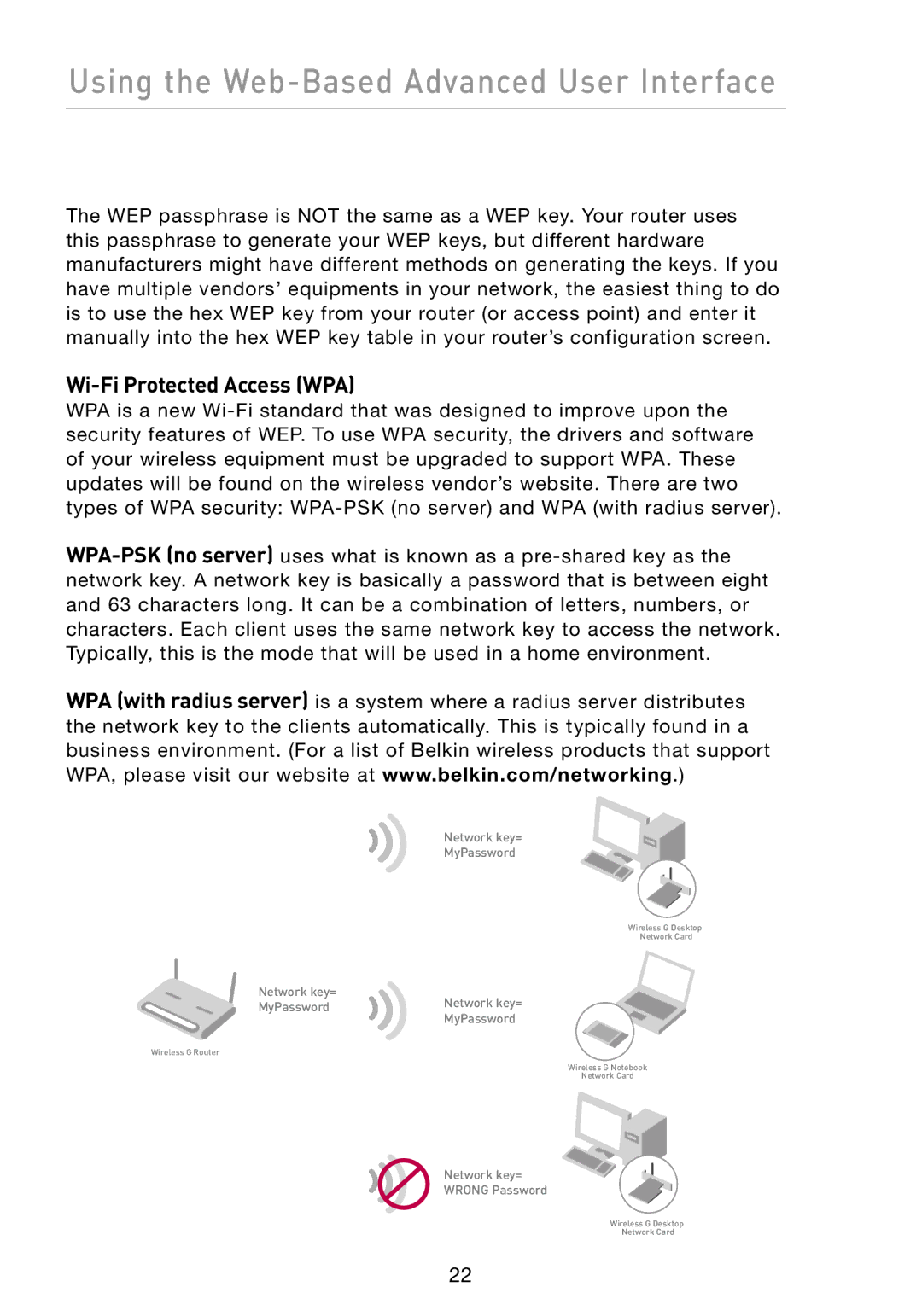 Belkin F5D7330 manual Wi-Fi Protected Access WPA 