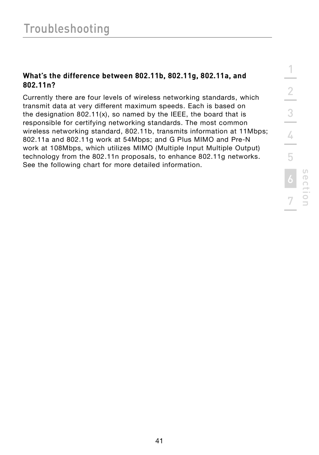 Belkin F5D7330 manual Section 