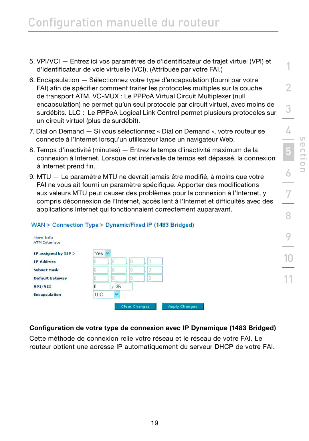 Belkin F5D7632EA4A user manual Configuration manuelle du routeur 