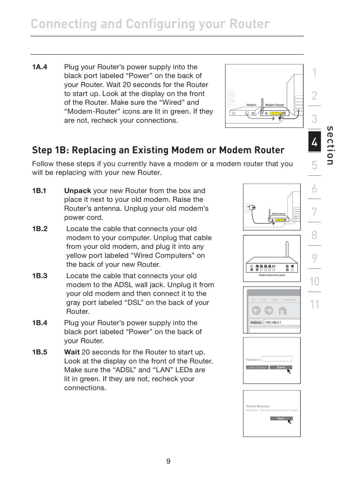 Belkin F5D7632EA4A user manual Connecting and Configuring your Router, Replacing an Existing Modem or Modem Router 