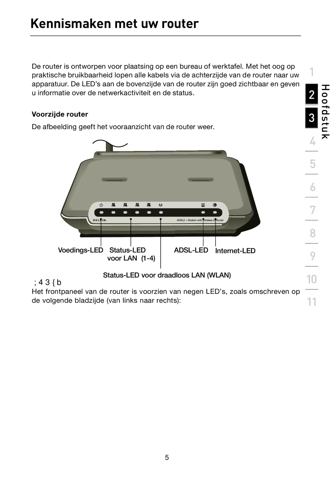 Belkin F5D7632EA4A user manual Kennismaken met uw router, Voorzijde router 