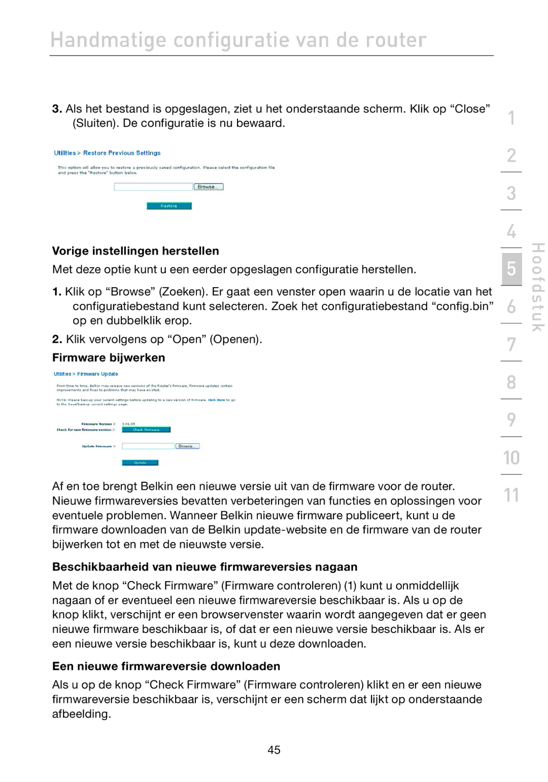 Belkin F5D7632EA4A user manual Firmware bijwerken, Beschikbaarheid van nieuwe firmwareversies nagaan 