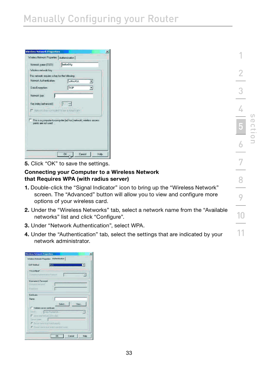 Belkin F5D7632EA4A user manual Manually Configuring your Router 