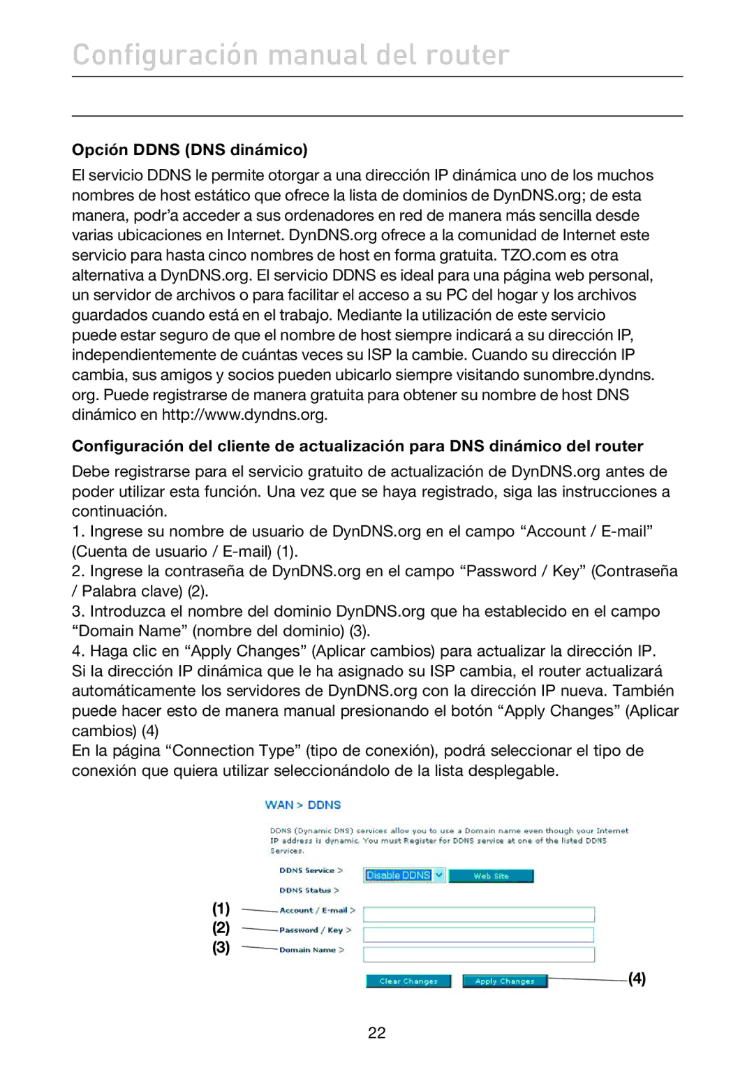 Belkin F5D7632EA4A user manual Configuración manual del router 