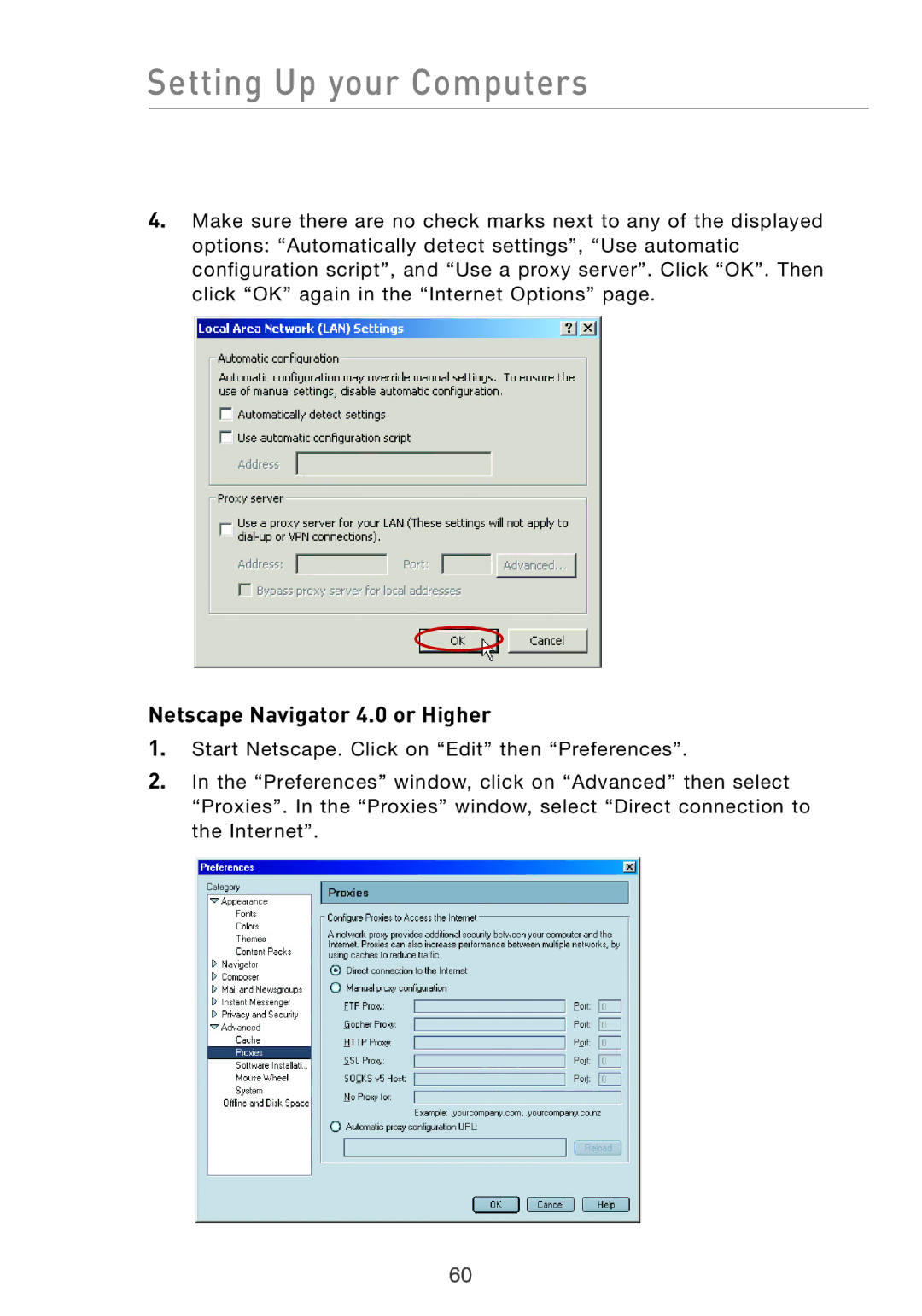 Belkin F5D7632UK4 user manual Netscape Navigator 4.0 or Higher 