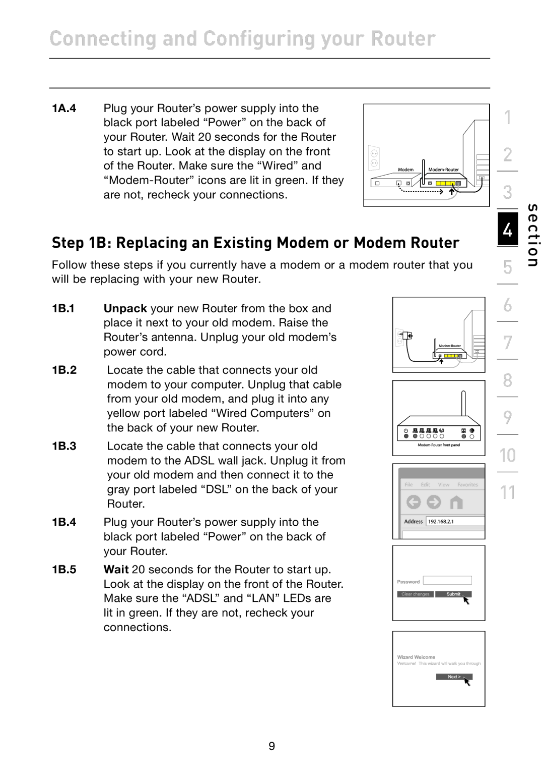 Belkin F5D7632uk4A user manual Connecting and Configuring your Router, Replacing an Existing Modem or Modem Router 