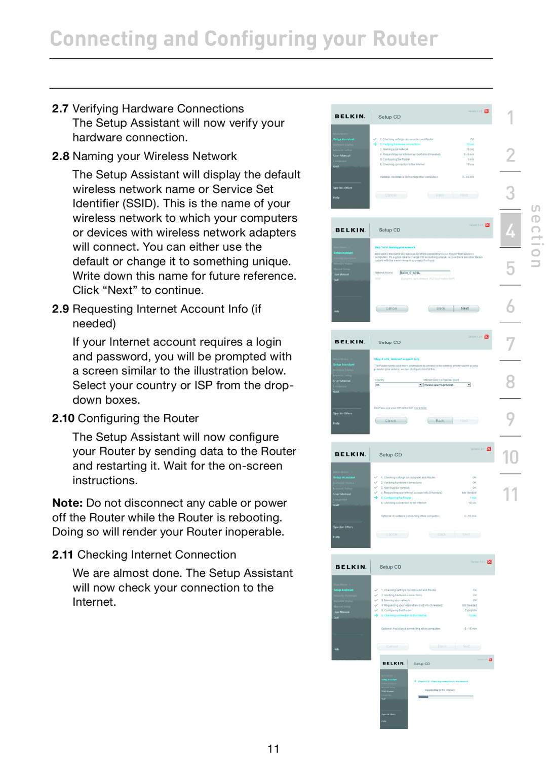 Belkin F5D7632uk4A user manual Section 