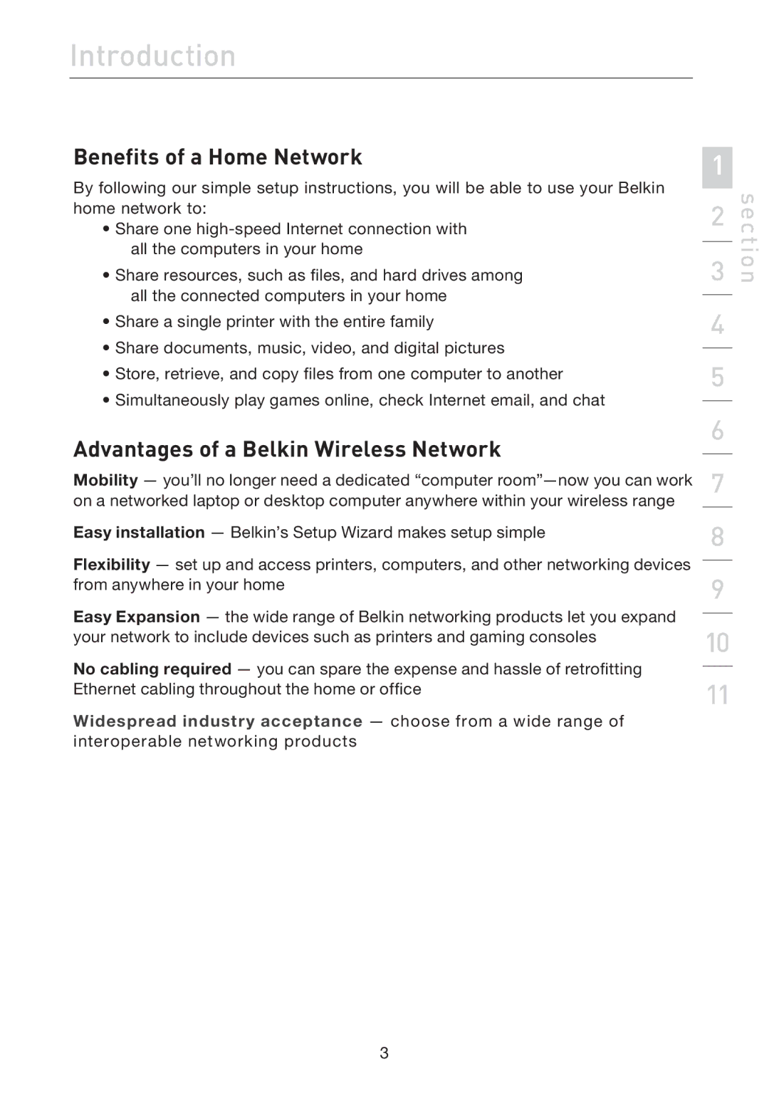 Belkin F5D7632uk4A user manual Benefits of a Home Network, Advantages of a Belkin Wireless Network 