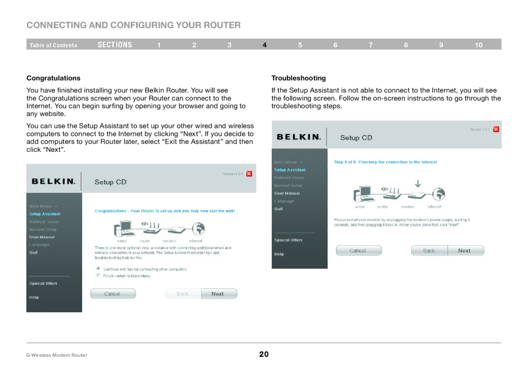 Belkin F5D7634-4A-H user manual Congratulations Troubleshooting 