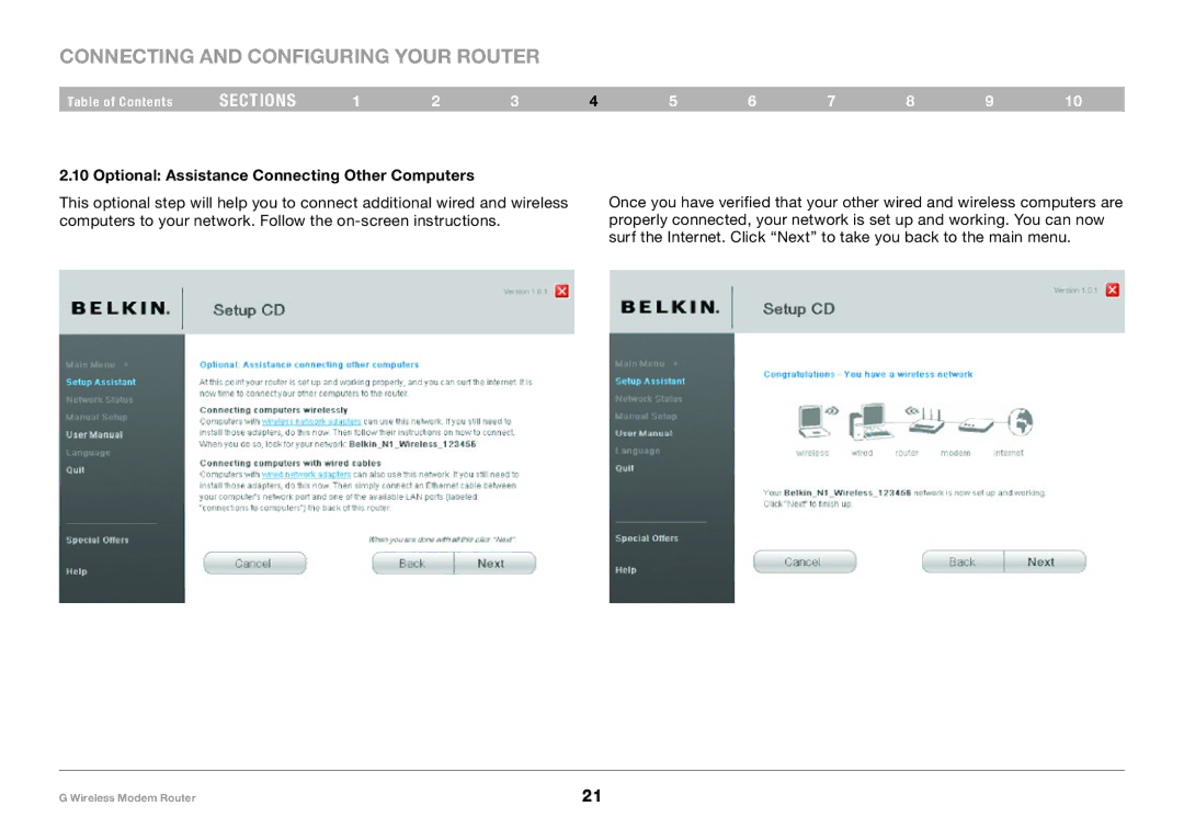 Belkin F5D7634-4A-H user manual Optional Assistance Connecting Other Computers 