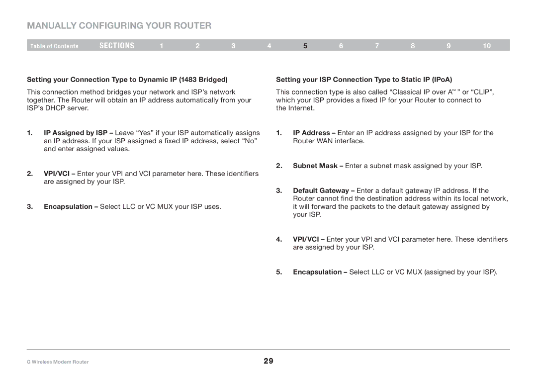 Belkin F5D7634-4A-H user manual Setting your Connection Type to Dynamic IP 1483 Bridged 