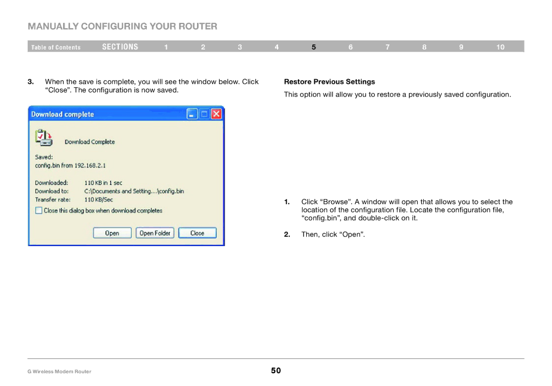 Belkin F5D7634-4A-H user manual Restore Previous Settings 