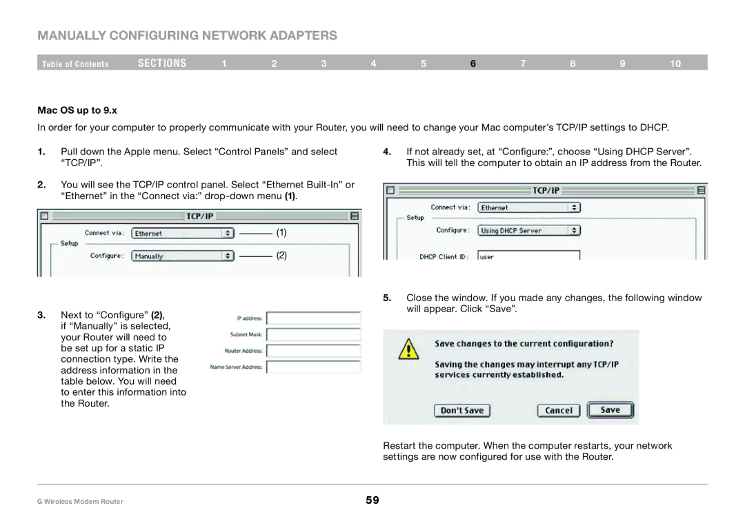 Belkin F5D7634-4A-H user manual Mac OS up to 