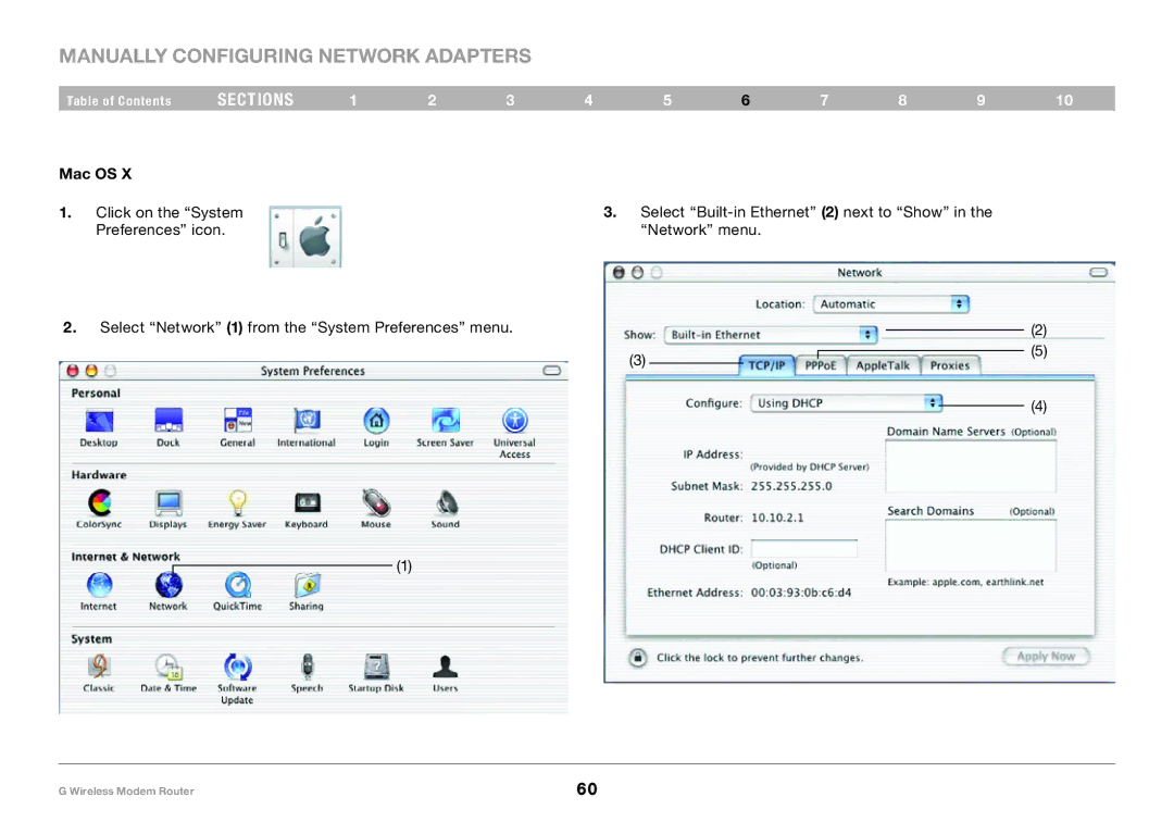 Belkin F5D7634-4A-H user manual Select Network 1 from the System Preferences menu 