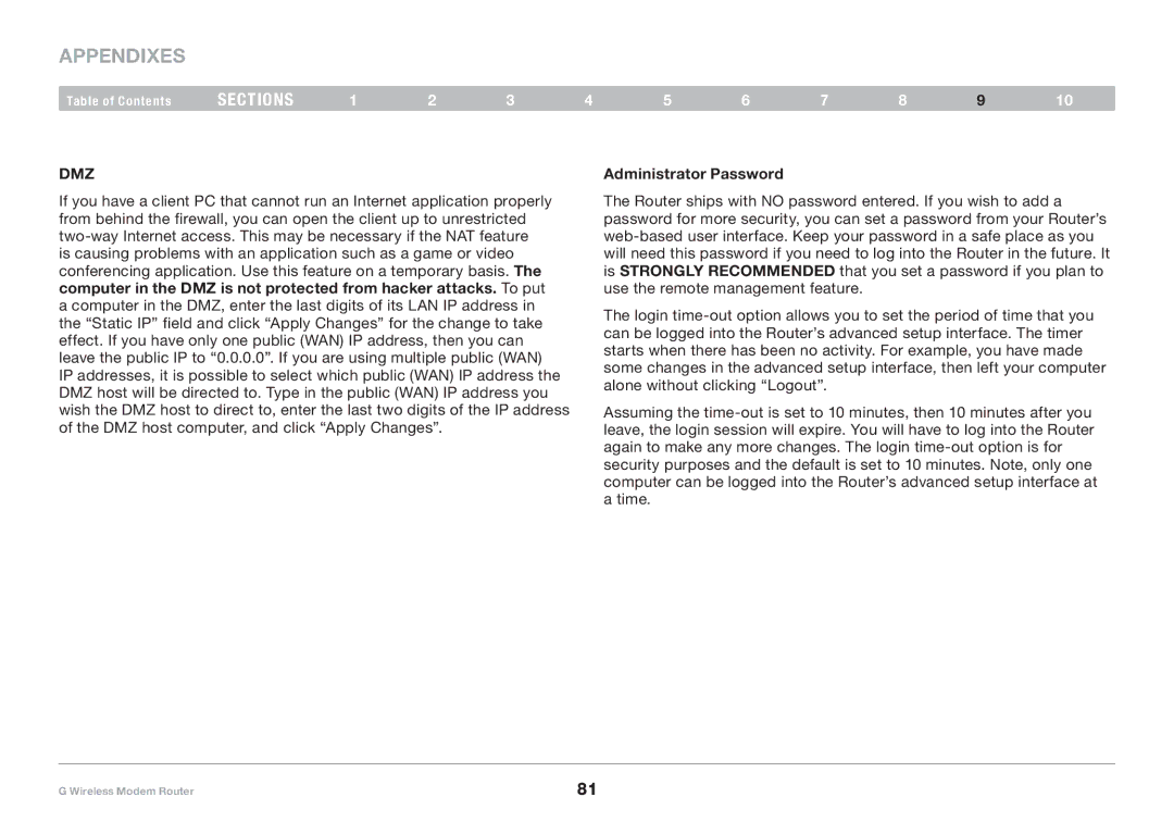 Belkin F5D7634-4A-H user manual Dmz 