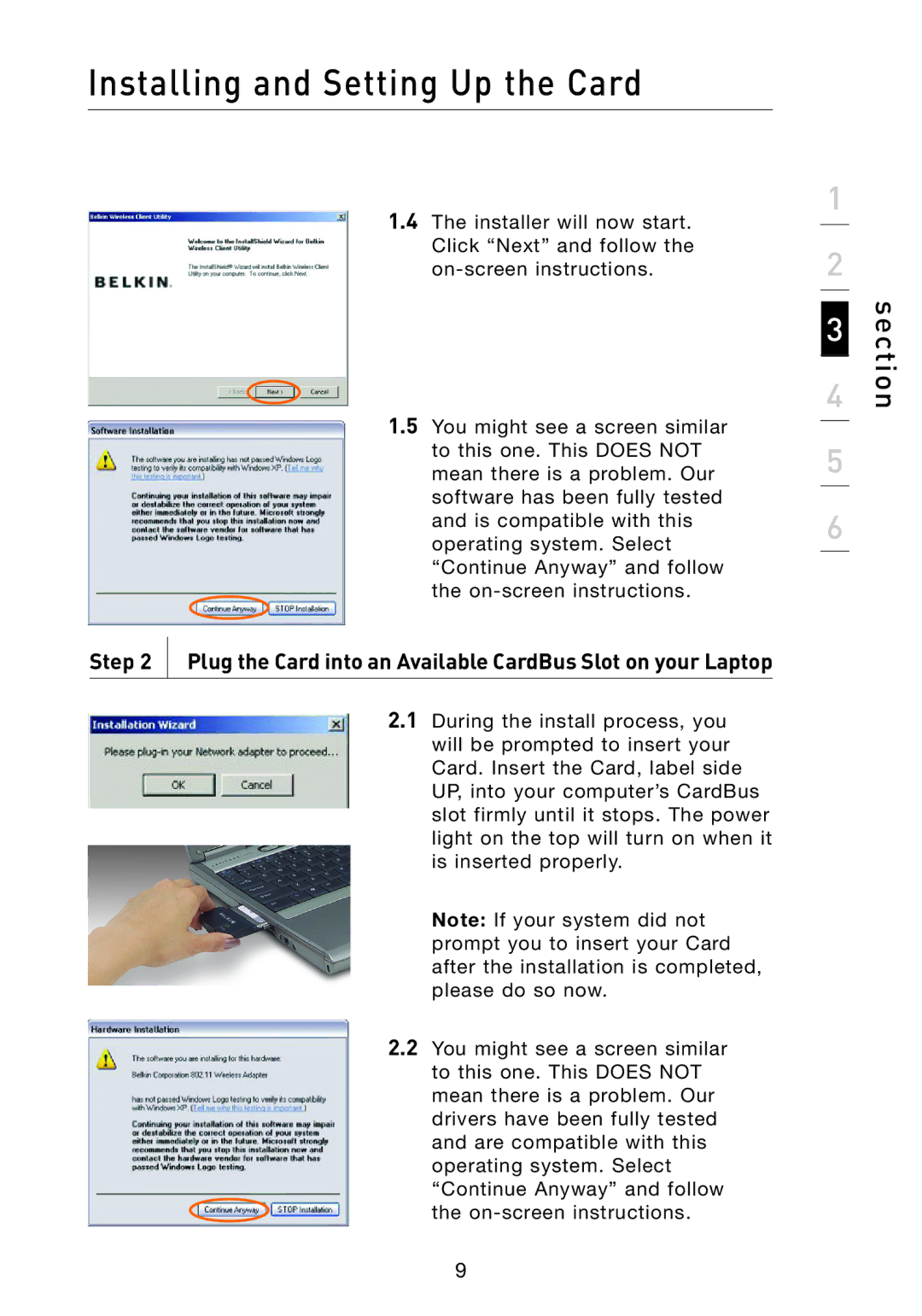 Belkin F5D8010 user manual Section 