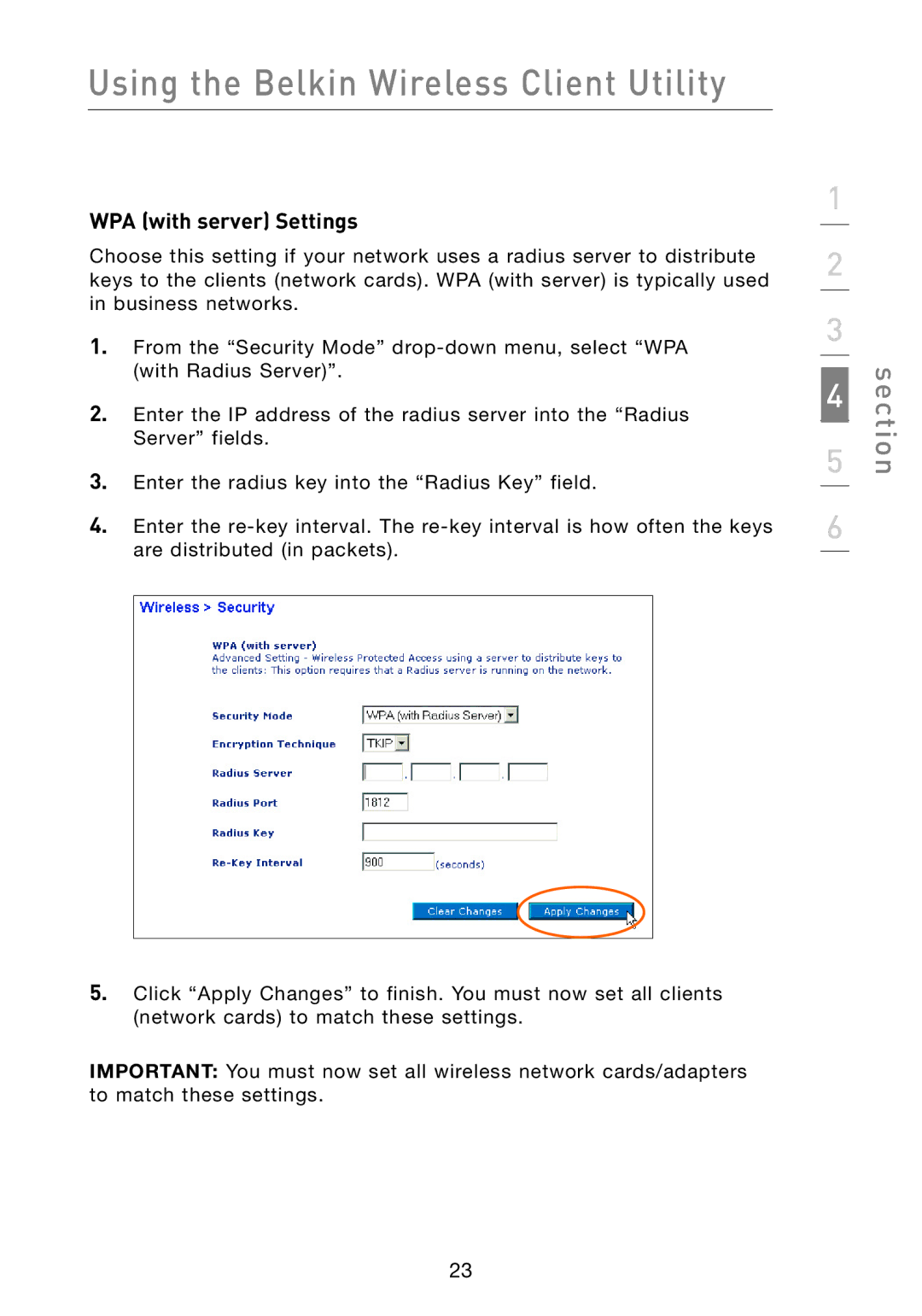 Belkin F5D8010 user manual WPA with server Settings 