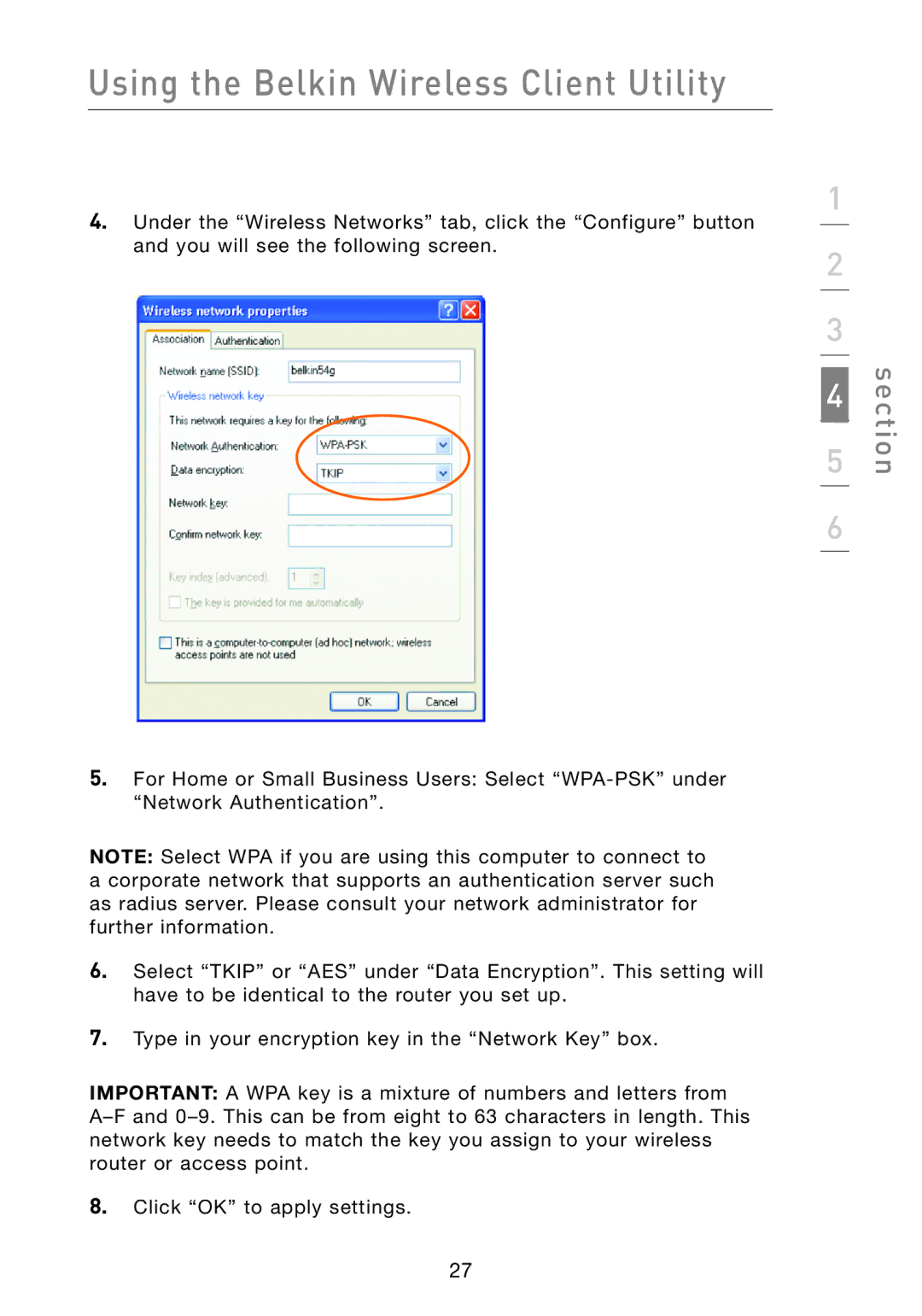 Belkin F5D8010 user manual Using the Belkin Wireless Client Utility 