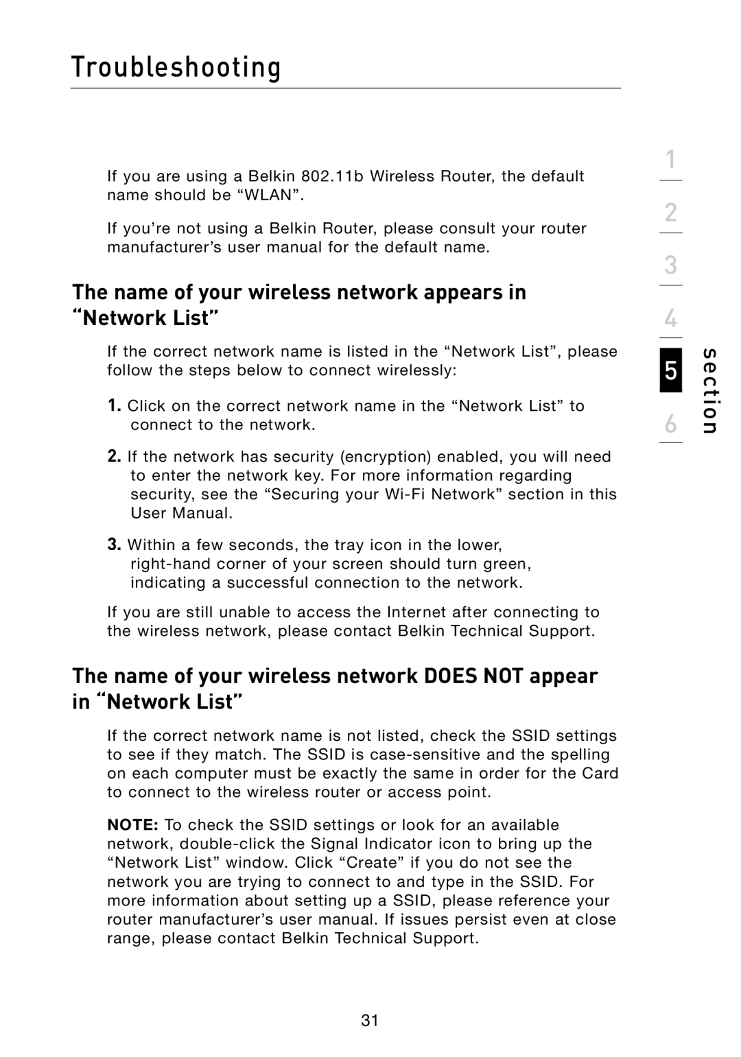 Belkin F5D8010 user manual Name of your wireless network appears in Network List 