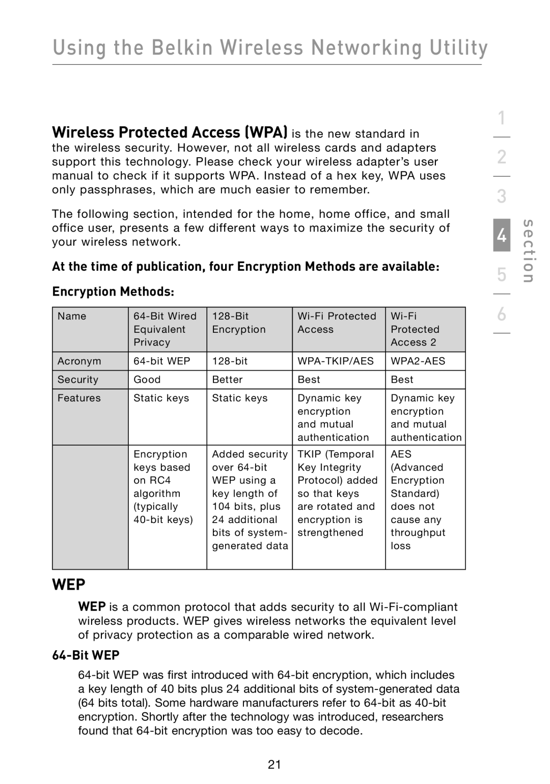 Belkin F5D8013 user manual Wireless Protected Access WPA is the new standard, Bit WEP 