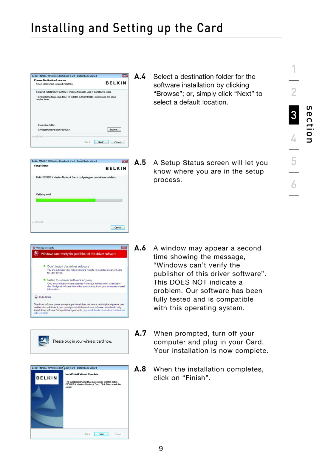 Belkin F5D8013EA user manual Section 