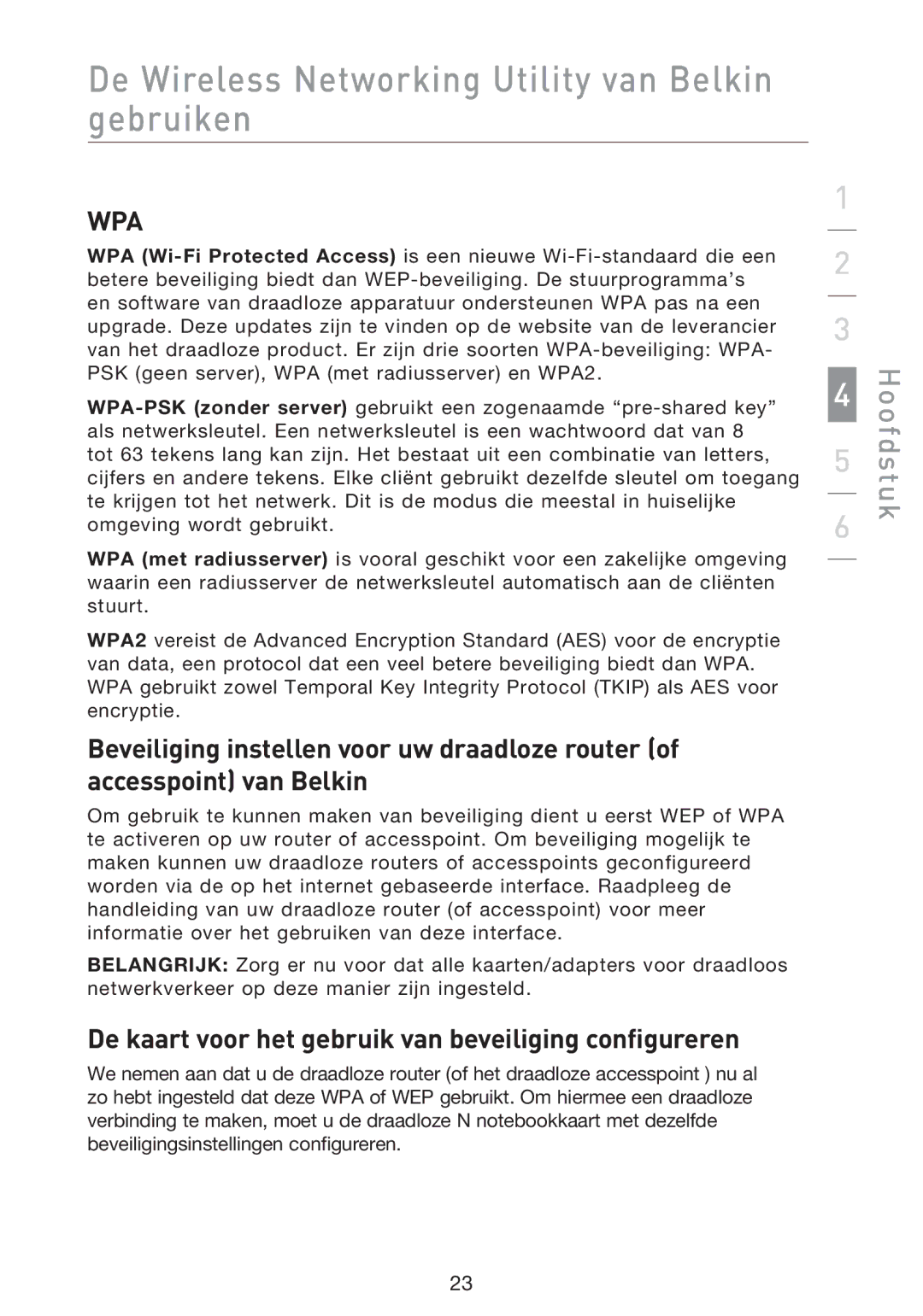 Belkin F5D8013EA user manual De kaart voor het gebruik van beveiliging configureren 