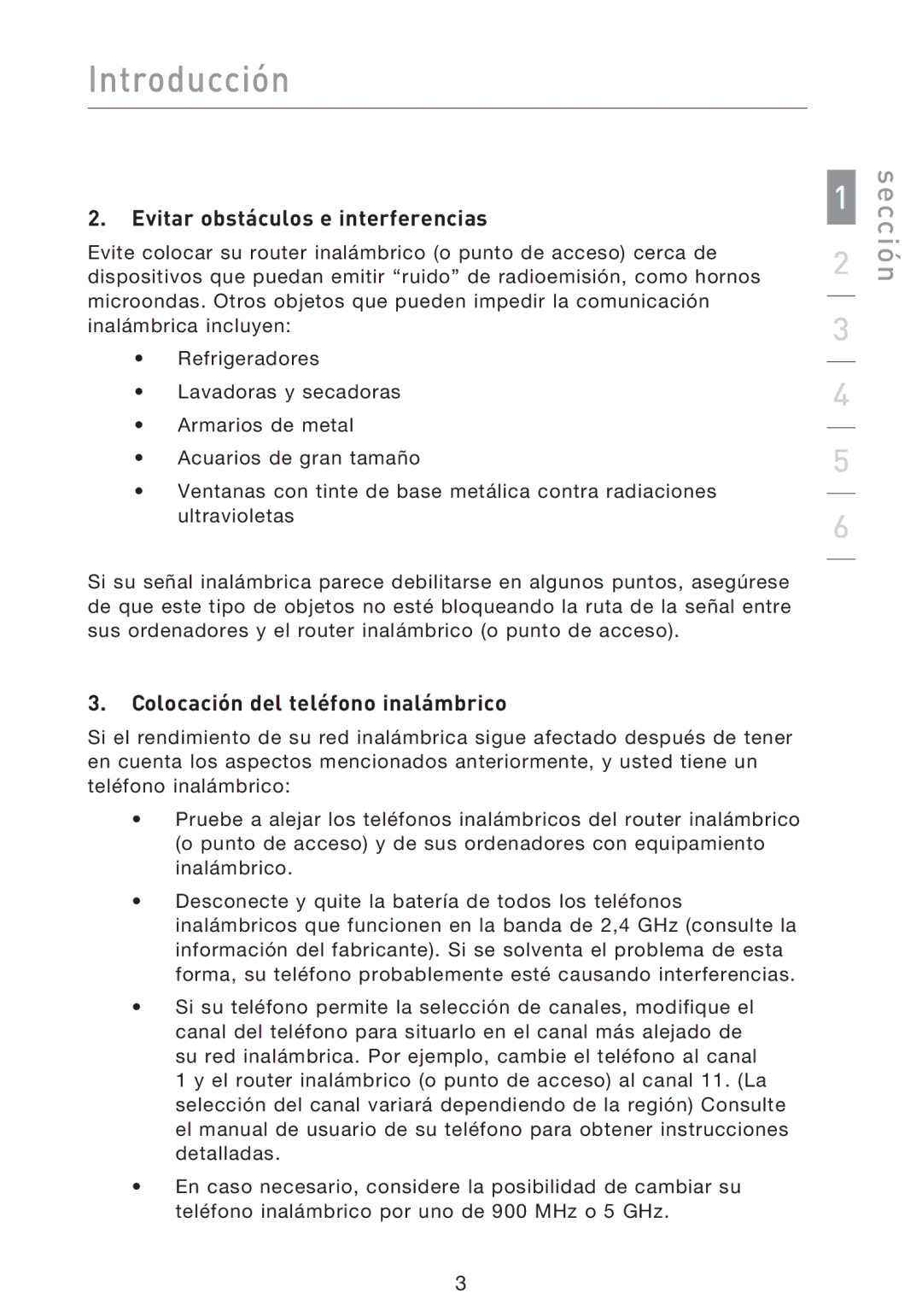 Belkin F5D8013EA user manual Evitar obstáculos e interferencias, Colocación del teléfono inalámbrico 