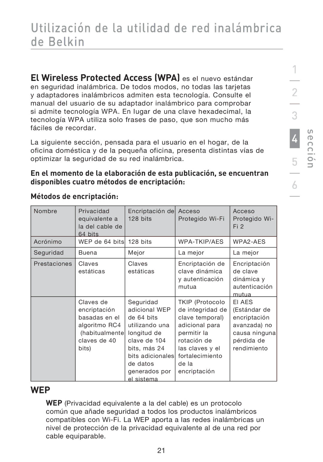 Belkin F5D8013EA user manual El Wireless Protected Access WPA es el nuevo estándar 