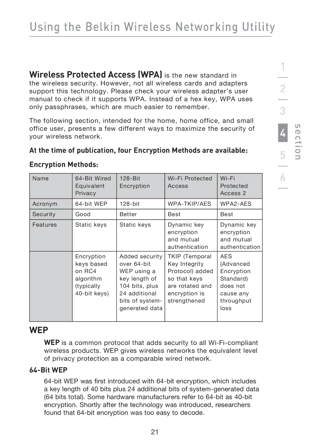 Belkin F5D8013EA user manual Wireless Protected Access WPA is the new standard, Bit WEP 