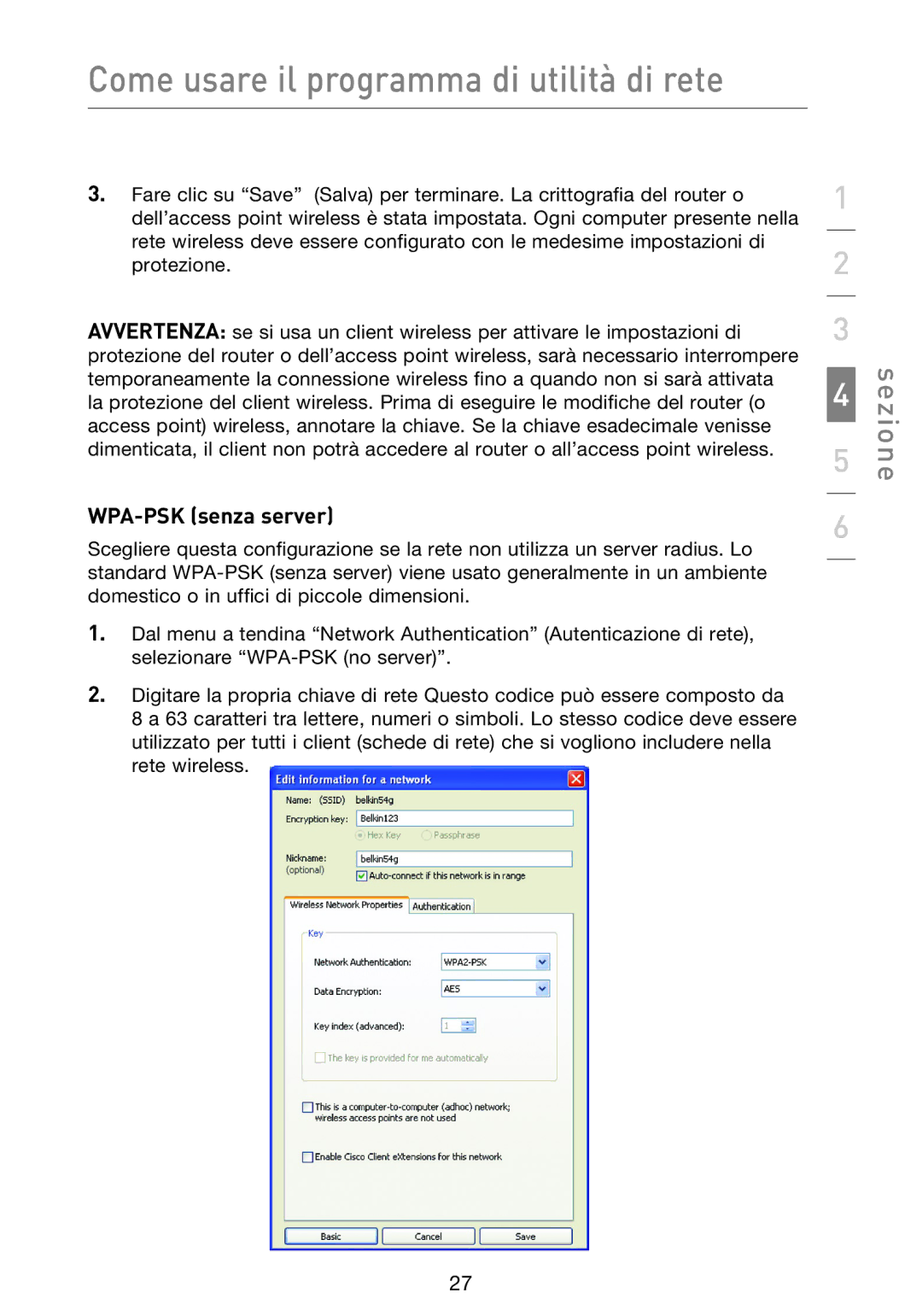 Belkin F5D8013EA user manual WPA-PSK senza server 