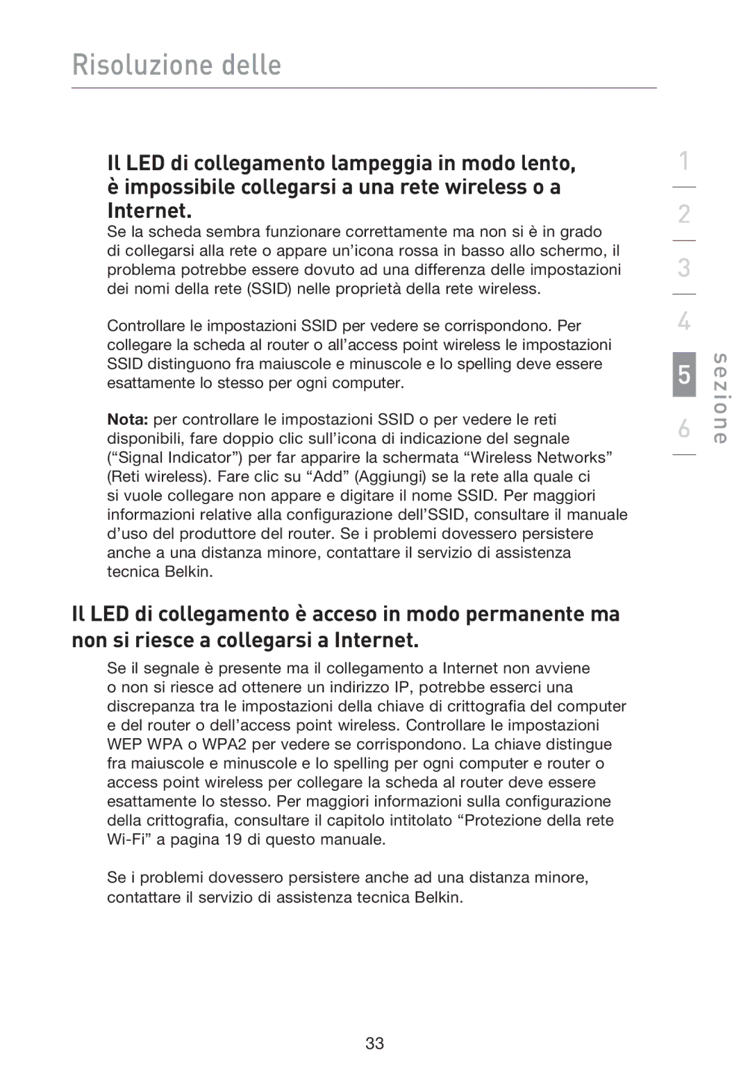 Belkin F5D8013EA user manual Sezione 