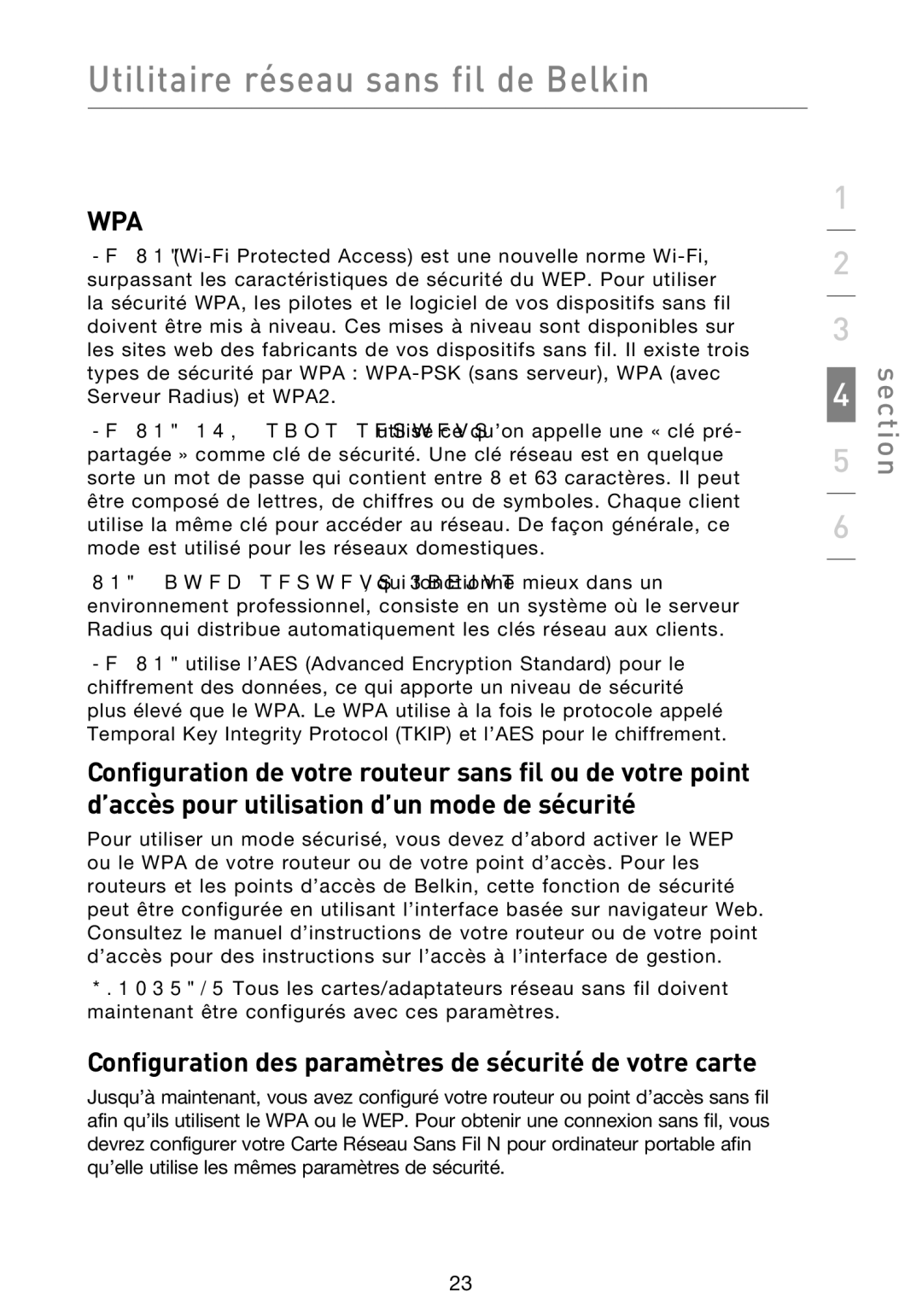 Belkin F5D8013EA user manual Configuration des paramètres de sécurité de votre carte 