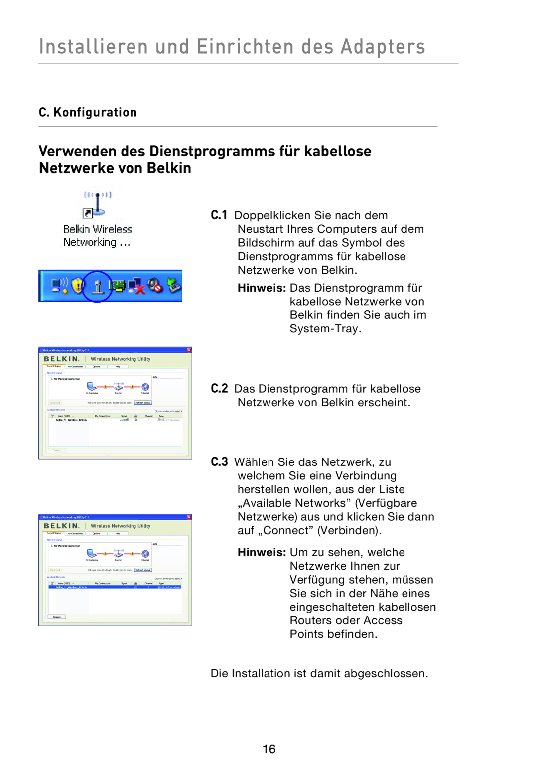 Belkin F5D8053EA user manual Konfiguration 