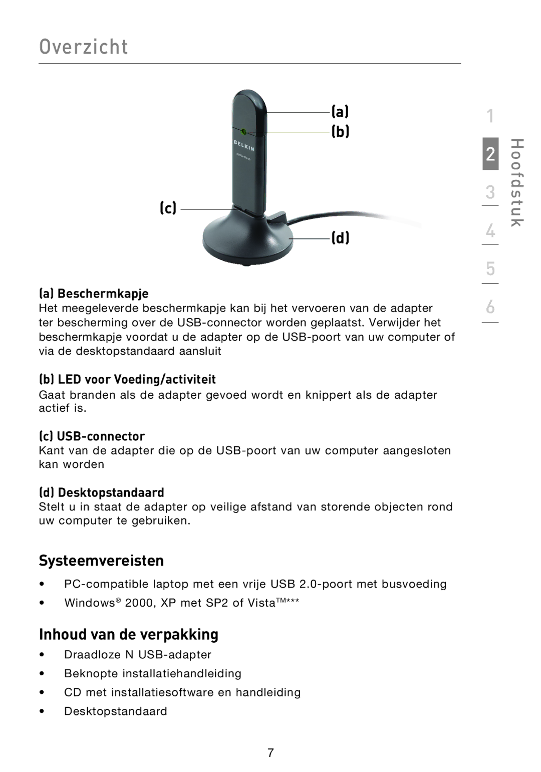 Belkin F5D8053EA user manual Systeemvereisten, Inhoud van de verpakking 