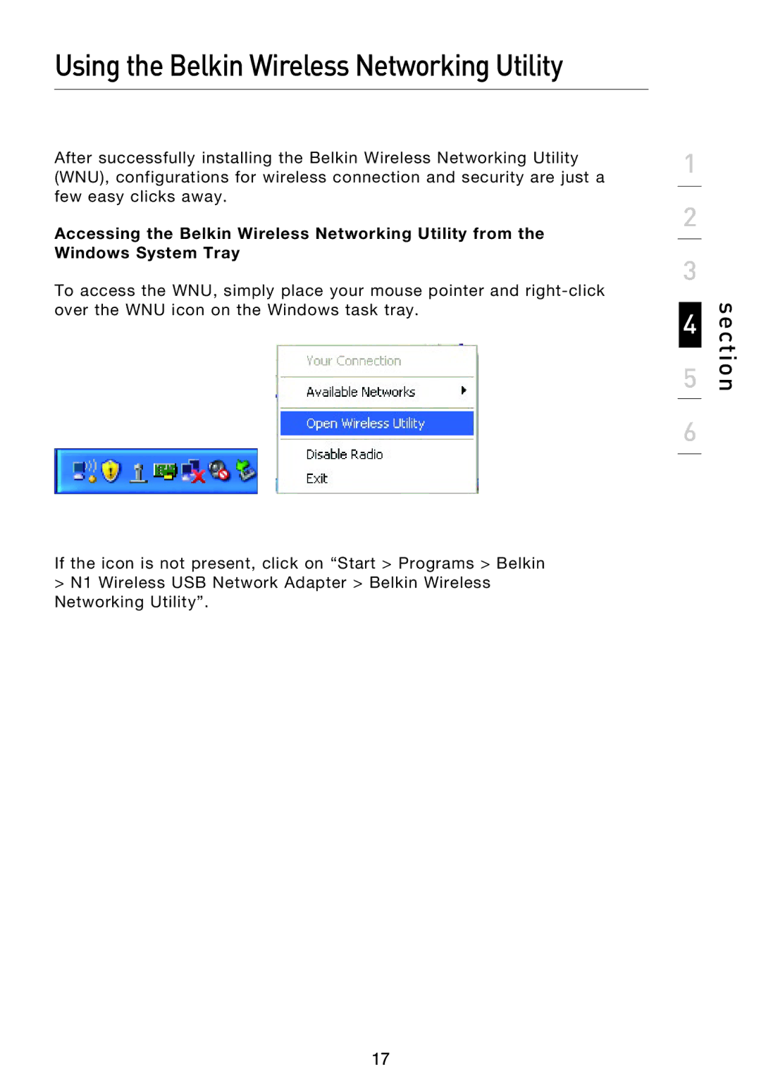 Belkin F5D8053EA user manual Using the Belkin Wireless Networking Utility 