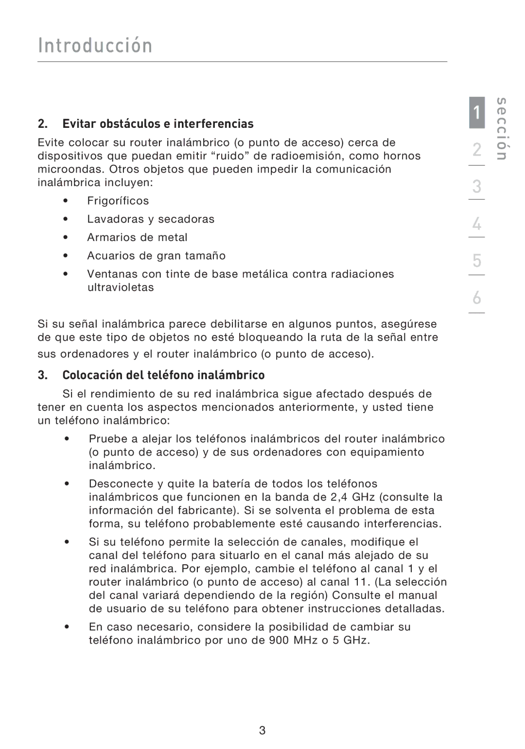 Belkin F5D8053EA user manual Evitar obstáculos e interferencias, Colocación del teléfono inalámbrico 