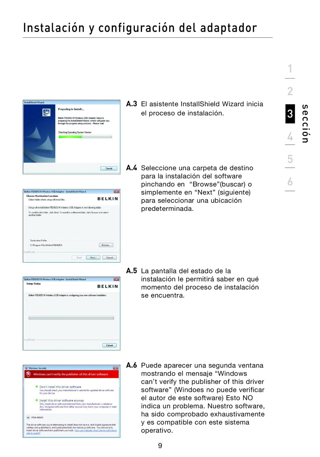 Belkin F5D8053EA user manual Sección 