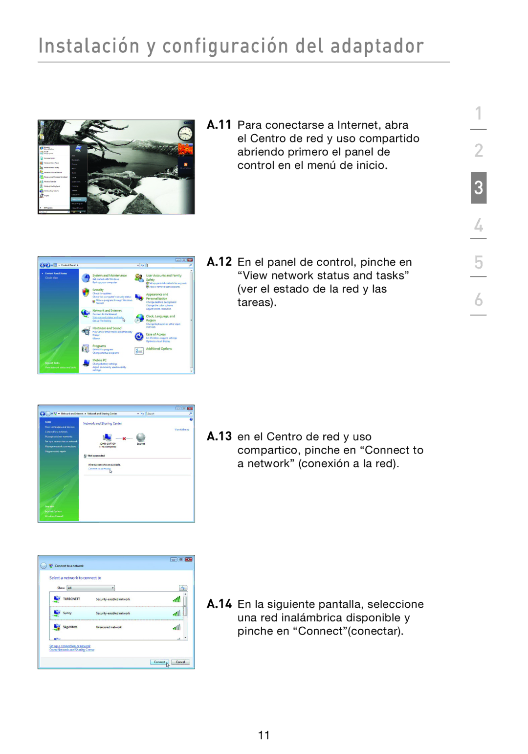 Belkin F5D8053EA user manual Instalación y configuración del adaptador 