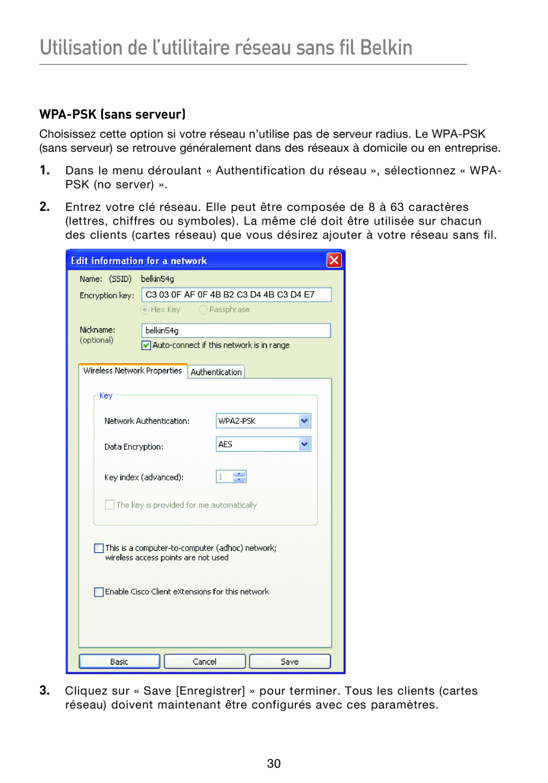 Belkin F5D8053EA user manual WPA-PSK sans serveur 