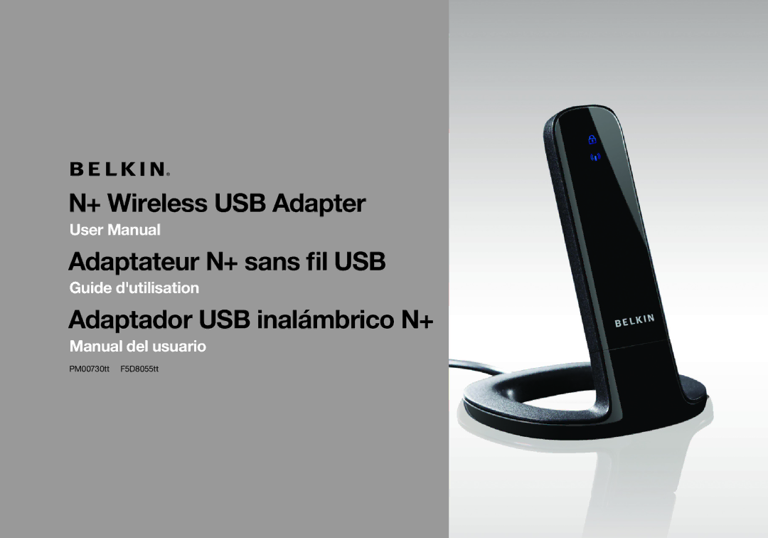 Belkin PM00730tt, F5D8055tt user manual + Wireless USB Adapter Adaptateur N+ sans fil USB 