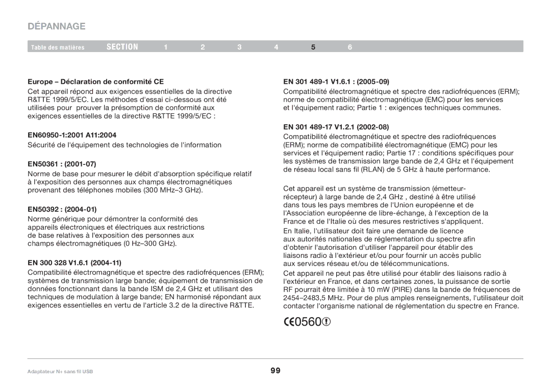 Belkin PM00730tt, F5D8055tt user manual Europe Déclaration de conformité CE, EN60950-12001 A112004 